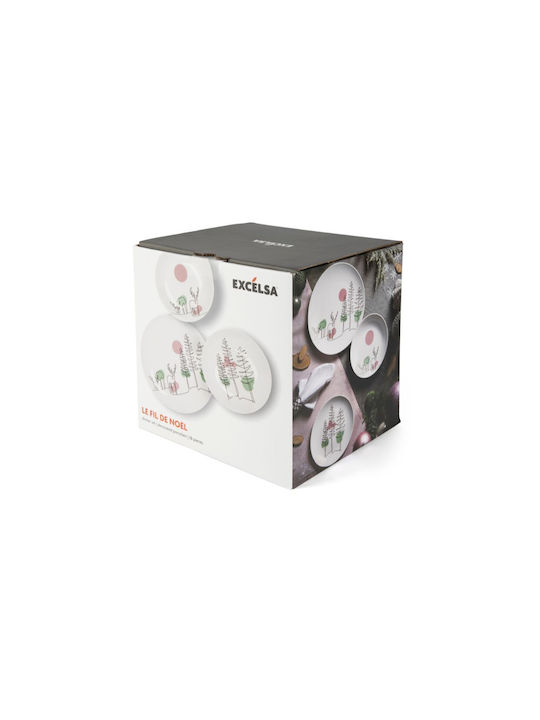 Excelsa Set Weihnachtliche Geschirr Porzellan Weiß 18Stück
