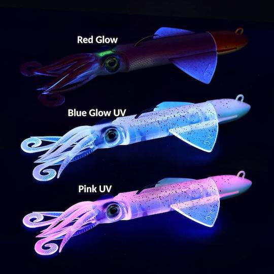 Jlc Xipi Evo Silicone Squid Jig Combo 100mm 10gr Blue Glow UV