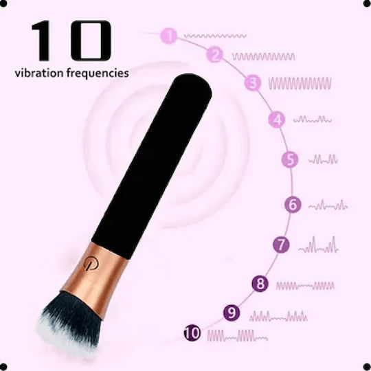 Smd Makeup Brush Stealth Vibrator G-Punkt Klitoral & Nippel Δονητής 10 Vibrationsmodi 17cm Schwarz Gold