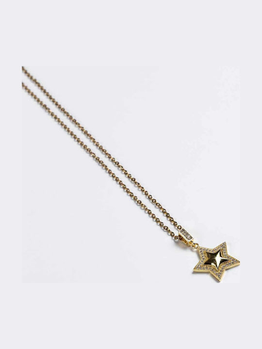 Cuoro Charm mit Design Stern Vergoldet mit Zirkon