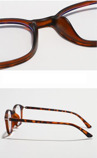Techsuit Anti-Blue Light Glasses Reflex PC 6635 Unisex Round TR90 Frame AC Lens Transparent Brown