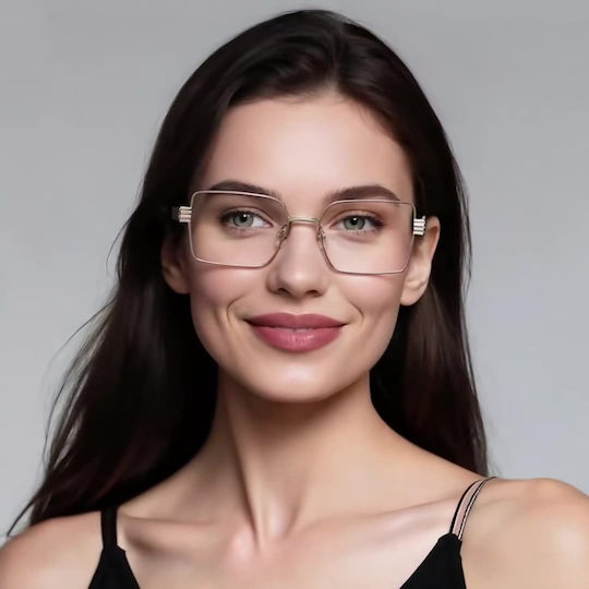 Techsuit Anti-Blue Light Glasses Reflex PC 3160 Women Rectangle Metal Frame AC Lens Black