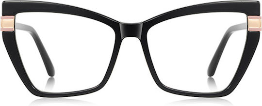 Techsuit Anti-Blue Light Glasses Reflex PC 2269 Women Oversized TR90 & Metal Frame AC Lens Black