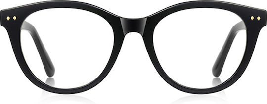 Techsuit Anti-Blue Light Glasses Reflex PC 2231 Men Round TR90 & Metal Frame AC Lens Black