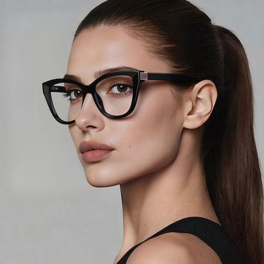 Techsuit Anti-Blue Light Glasses Reflex PC 2276 Women Cat Eye TR90 & Metal Frame AC Lens Black