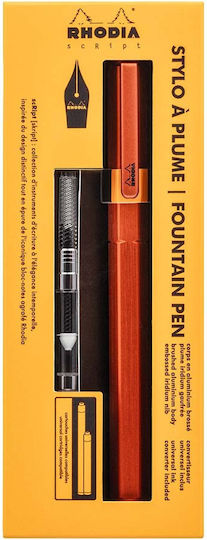 Rhodia Broad Orange Fountain Pen Made of Aluminum with Orange Ink