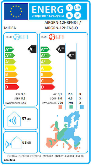 Midea Air Green Inverter-Klimaanlage 12000 BTU A+++/A++ mit Künstlicher Intelligenz