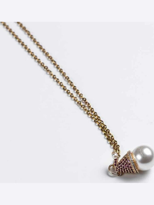Cuoro Krägliche Charms mit Steinen Rosa