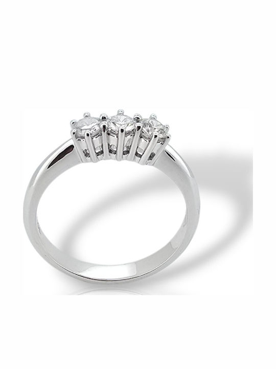 Mentzos Ring with Diamond made of White gold 18K