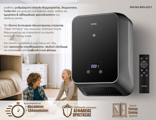 Bruno Keramik Heizlüfter Wand Schwarz 2000W