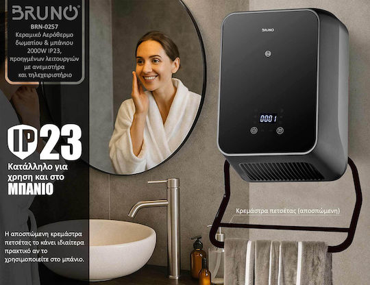 Bruno Keramik Heizlüfter Wand Schwarz 2000W