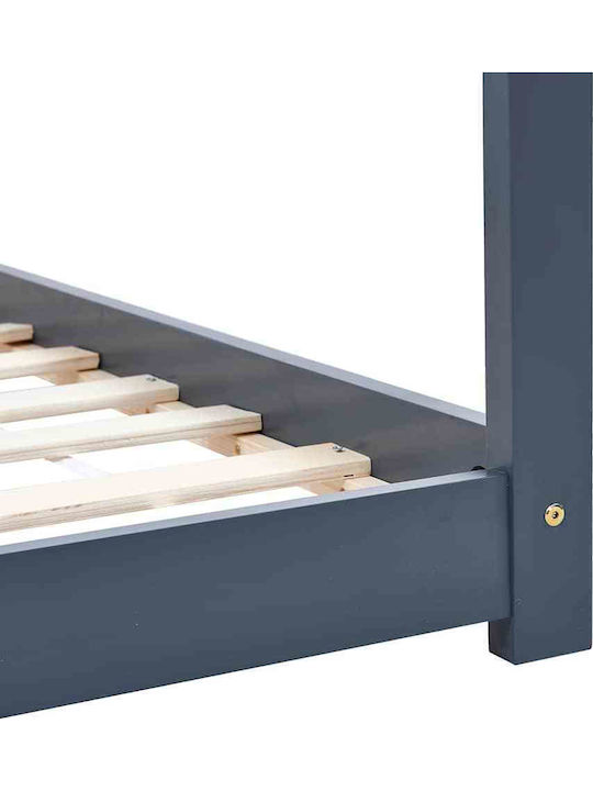 Pat pentru Copii Single Gri pentru Saltea 90x200cm
