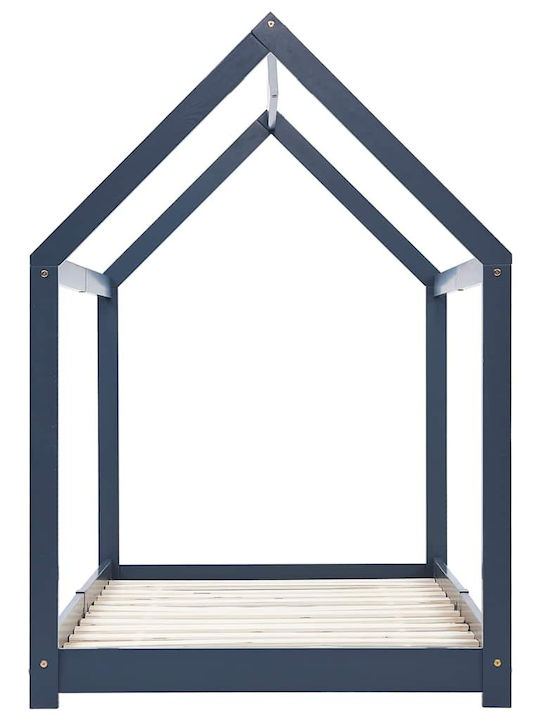 Pat pentru Copii Single Gri pentru Saltea 90x200cm
