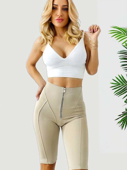 Training Damen Leggings Shorts Beige