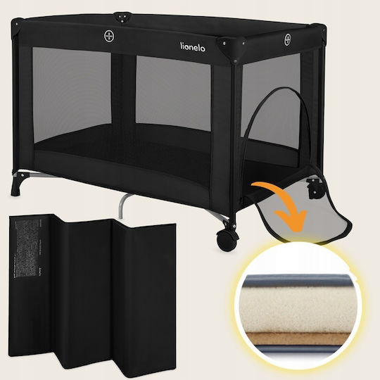 Lionelo Playpen with Mattress Black 70.5x100.5cm