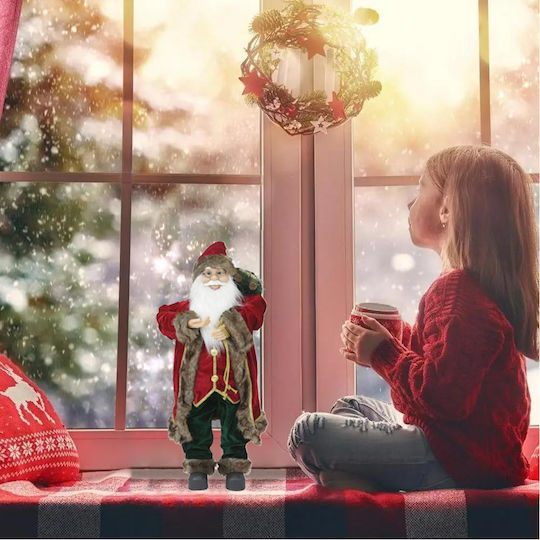 Декоративен Дядо Коледа Бордо от Текстил 80см.