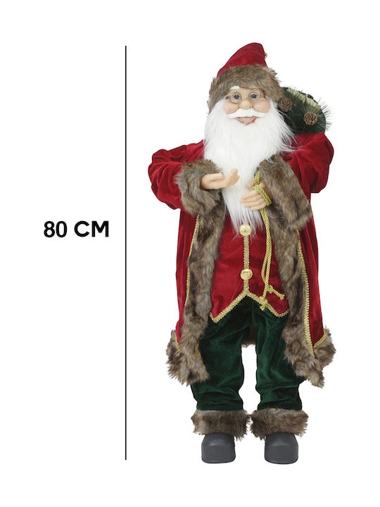Dekorativer Weihnachtsmann Burgundisch aus Stoff 80cm