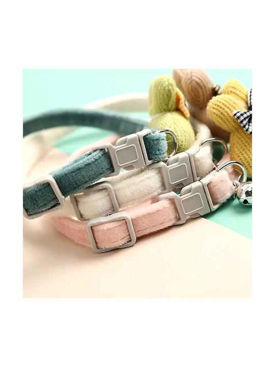 Pet Collar “Margarita” Safety Buckle & Bell – Adjustable 1x19-32cm – Beige