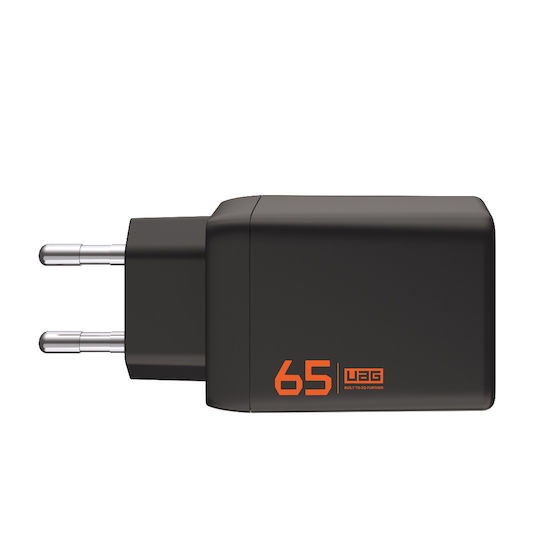 UAG Φορτιστής Χωρίς Καλώδιο GaN με Θύρα USB-A και 2 Θύρες USB-C 65W Power Delivery Black/Orange (SRGE)