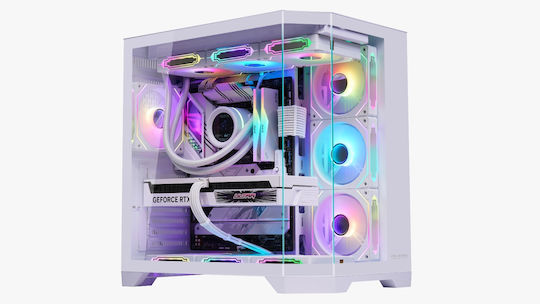 ProGaming Banshee Gaming Midi Tower Κουτί Υπολογιστή με Πλαϊνό Παράθυρο και ARGB Φωτισμό Λευκό