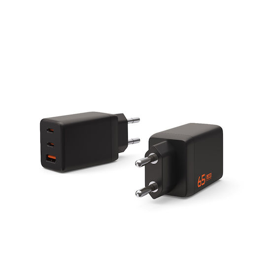 UAG Φορτιστής Χωρίς Καλώδιο GaN με Θύρα USB-A και 2 Θύρες USB-C 65W Power Delivery Black/Orange (SRGE)