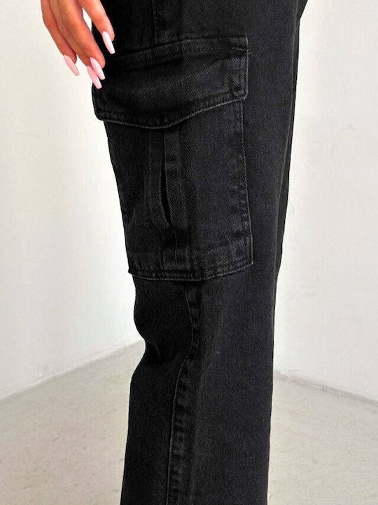 Hoch tailliert Damenjeans in Entspannter Passform Black