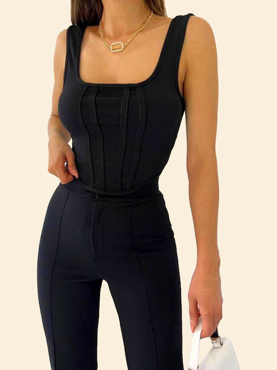 Femei Black Set cu Pantaloni cu Croială Slim