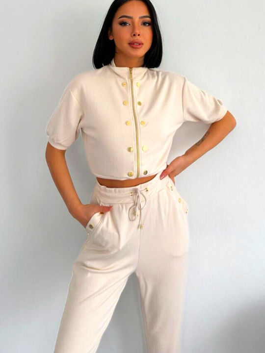 Femei Cream Set cu Pantaloni