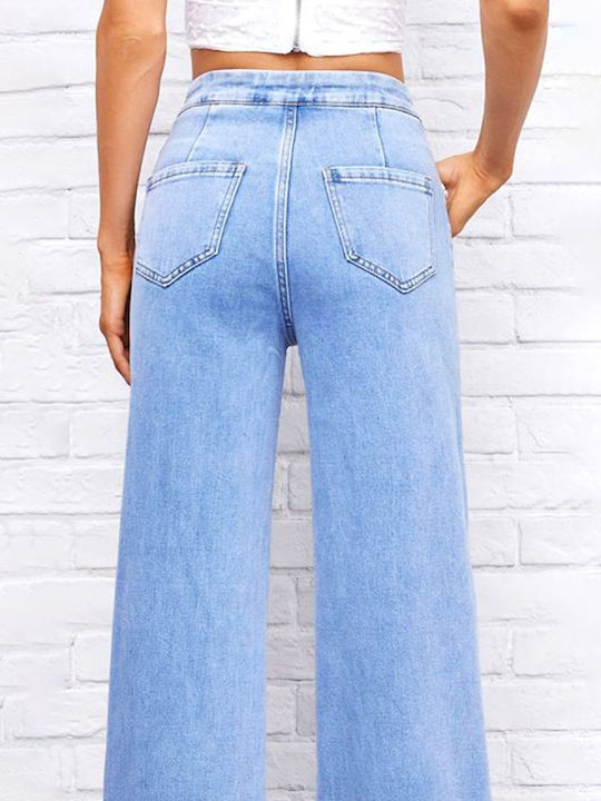 Hoch tailliert Damenjeans in Entspannter Passform Washed Blue