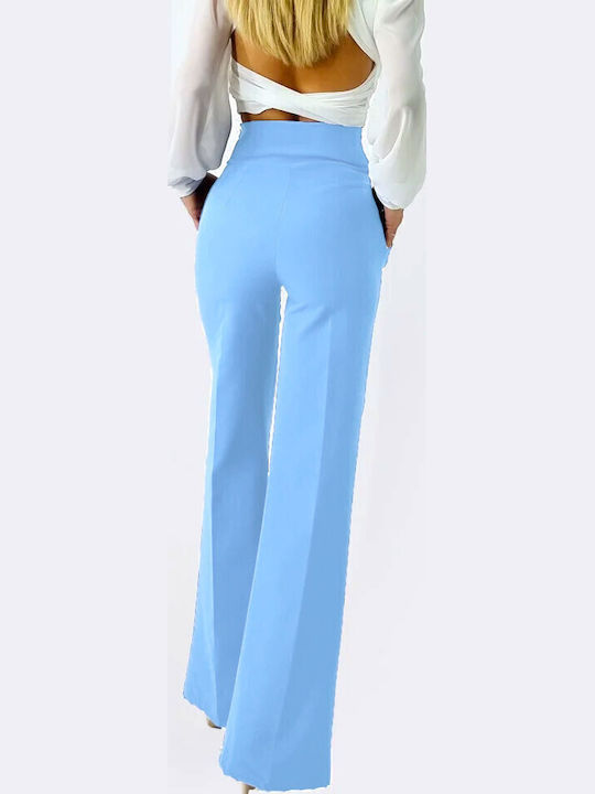 Femei albastru deschis Set cu Talie înaltă Pantaloni cu Croială Normală