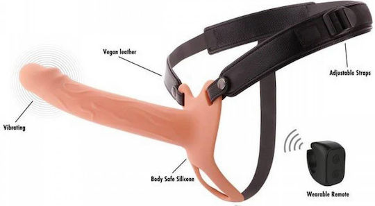 Gurtzeug Strap-On Hohlkörper Vibrator Silikon & Kabellose Fernbedienung Hidden Desire Inferno Hohlpenis Strap-On Vibrator Fleisch 20cm