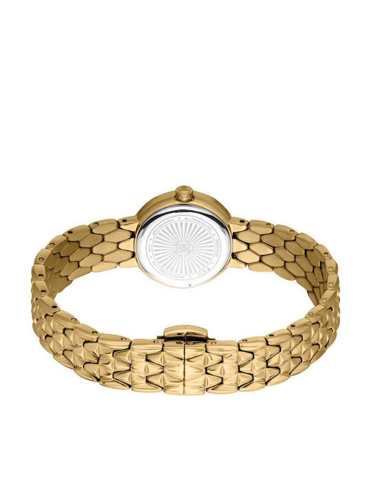 Roberto Cavalli Mini Γυναικείο Ρολόι Μπαταρίας με Χρυσό Μεταλλικό Μπρασελέ
