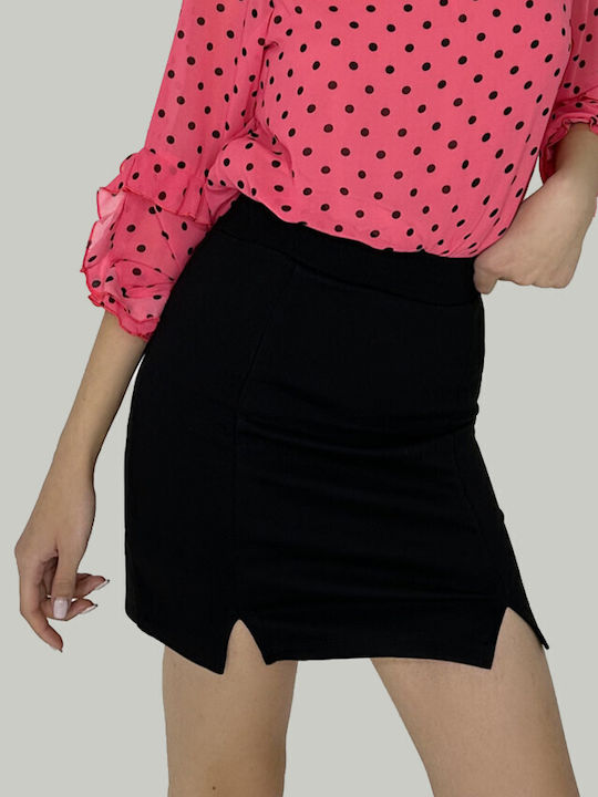 Fustă-Șort pentru femei Satin Cu talie înaltă Black