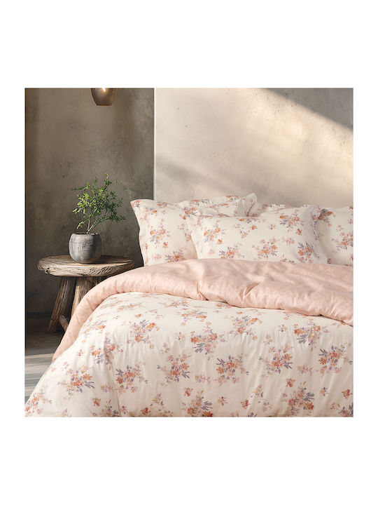 Nef-Nef Homeware Bettdecke Großes Doppelbett 240x230cm Lefebr Ecru/rose 300 GSMGsm