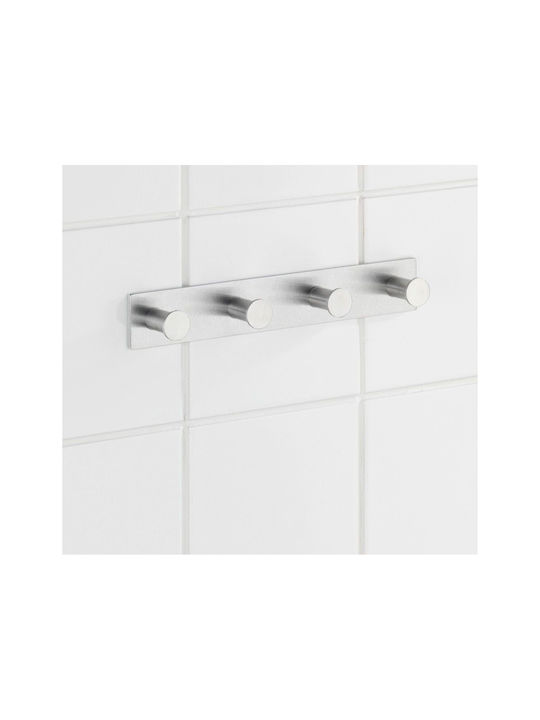 Wenko Celano Wall-Mounted Bathroom Hook with 4 Positions ​25.5x4cm Inox Silver