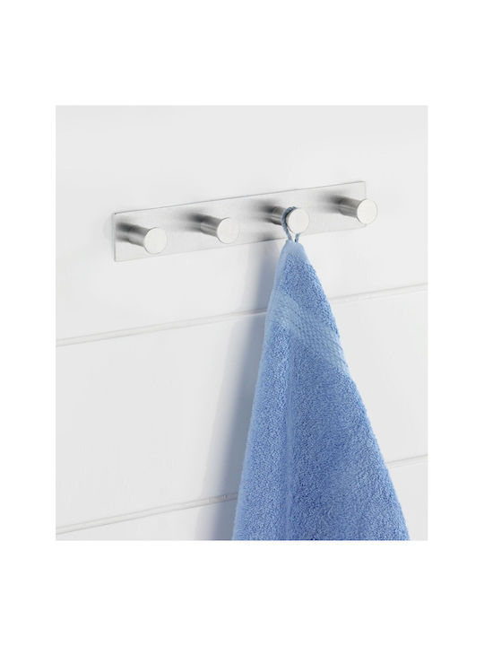Wenko Celano Wall-Mounted Bathroom Hook with 4 Positions ​25.5x4cm Inox Silver
