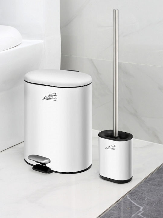 Inter Ceramic Πλαστικό Σετ Πιγκάλ και Καλαθάκι Μπάνιου 6lt Λευκό