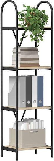 Living Room Display Cabinet Made of Wood & Metal with Windowed Sonoma Oak 40x30x146cm