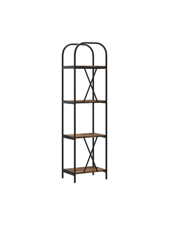 Floor-standing Living Room Display Cabinet made of Wood & Metal with Glass Smoky Oak 40x30x146cm
