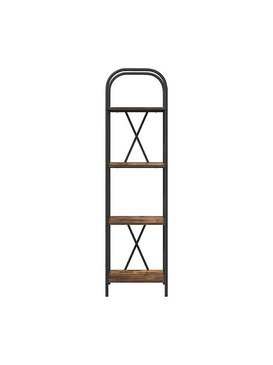 Floor-standing Living Room Display Cabinet made of Wood & Metal with Glass Smoky Oak 40x30x146cm