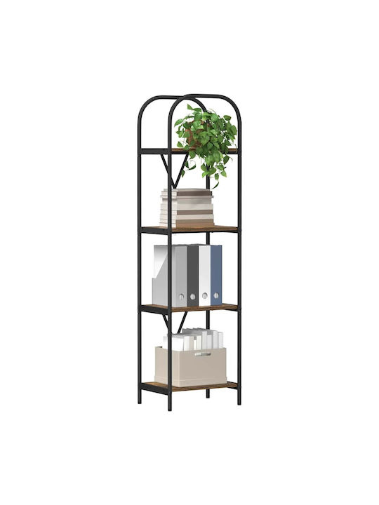 Floor-standing Living Room Display Cabinet made of Wood & Metal with Glass Smoky Oak 40x30x146cm