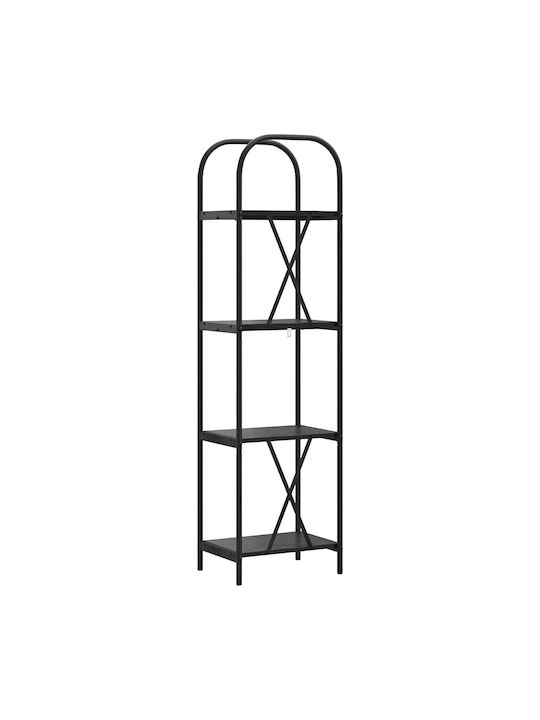 Floor-standing Living Room Display Cabinet made of Wood & Metal with Glass Black Oak 40x30x146cm