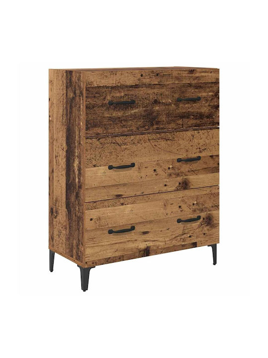 Wooden Chest of Drawers Coffee 69.5x34x90cm