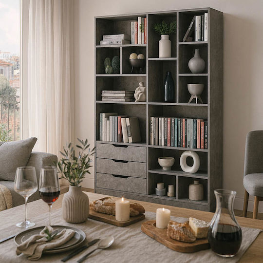 Βιβλιοθήκη Lucinda Γκρι Oak 120x29.8x180.5εκ.
