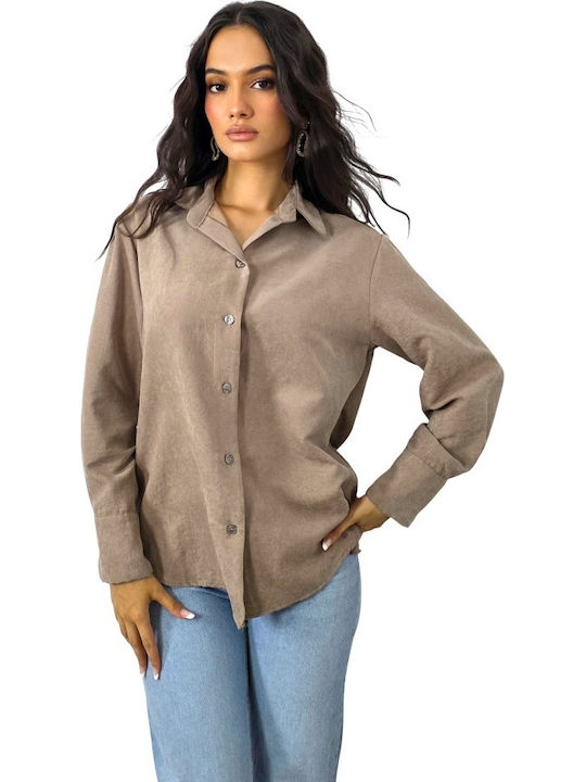 Women's Monochrome Long Sleeve Shirt Beige