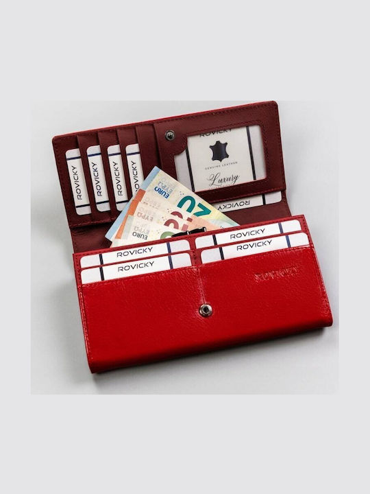 Large Leather Women's Wallet with RFID Red