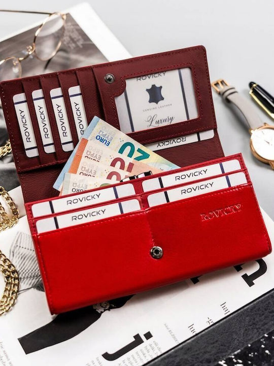 Large Leather Women's Wallet with RFID Red