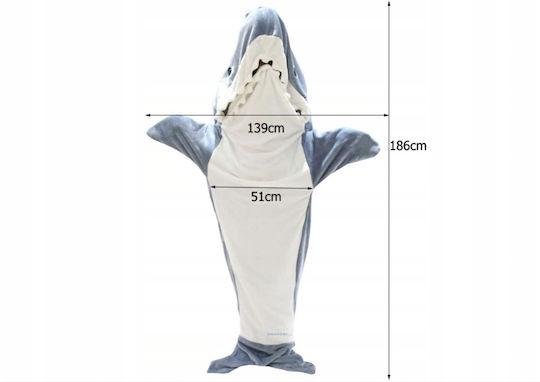 Velvet Blanket with Sleeves 186x139cm Gray