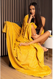 Cotton Market Κουβέρτα Fleece Υπέρδιπλη 220x240εκ. Mustard