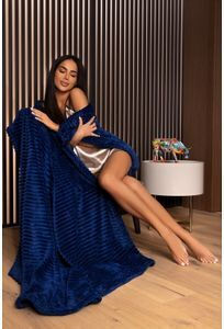 Cotton Market Blanket Fleece Queen 220x240cm Navy